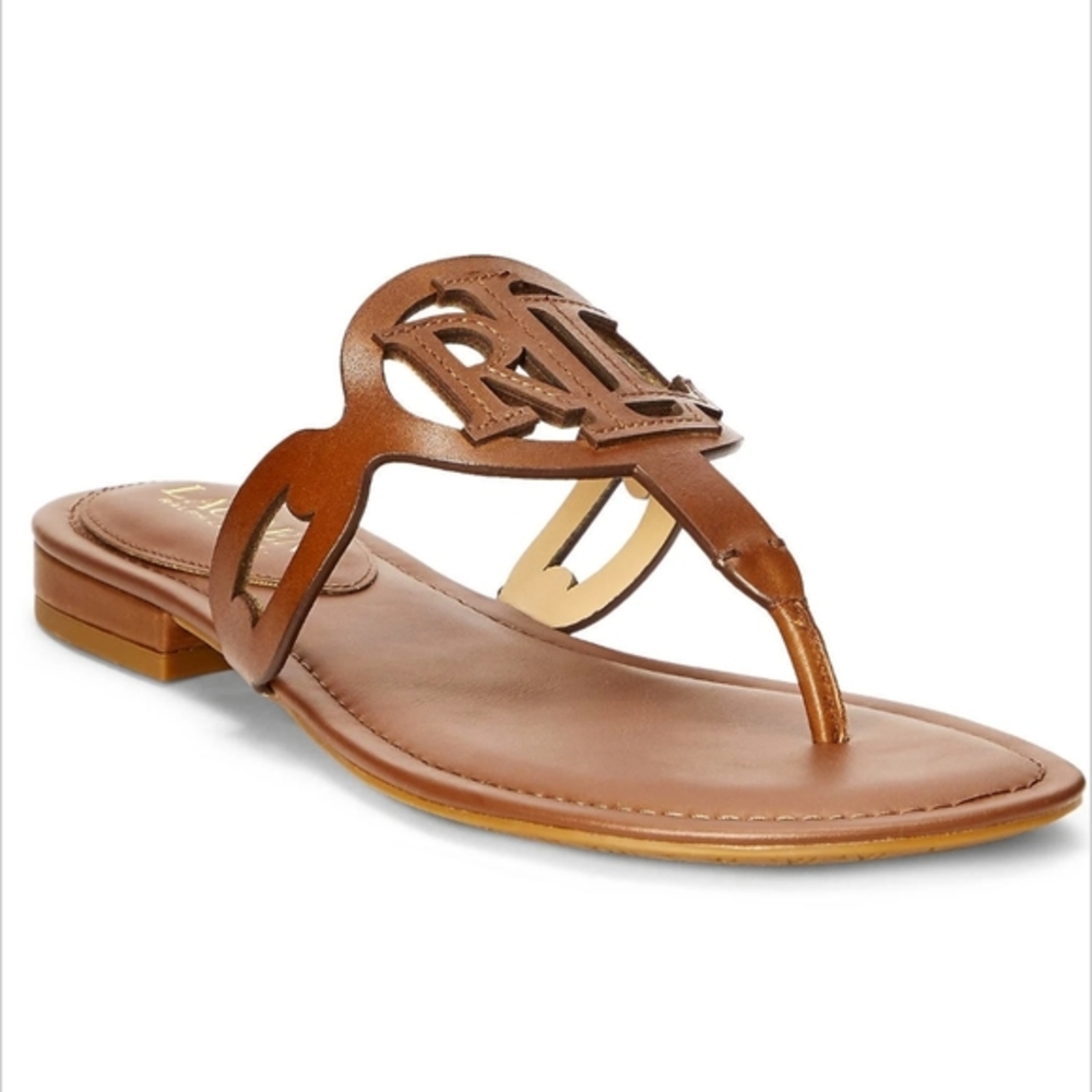 LAUREN RALPH LAUREN AUDRIE LEATHER SANDAL Size 9.5 Leather Upper NEW
